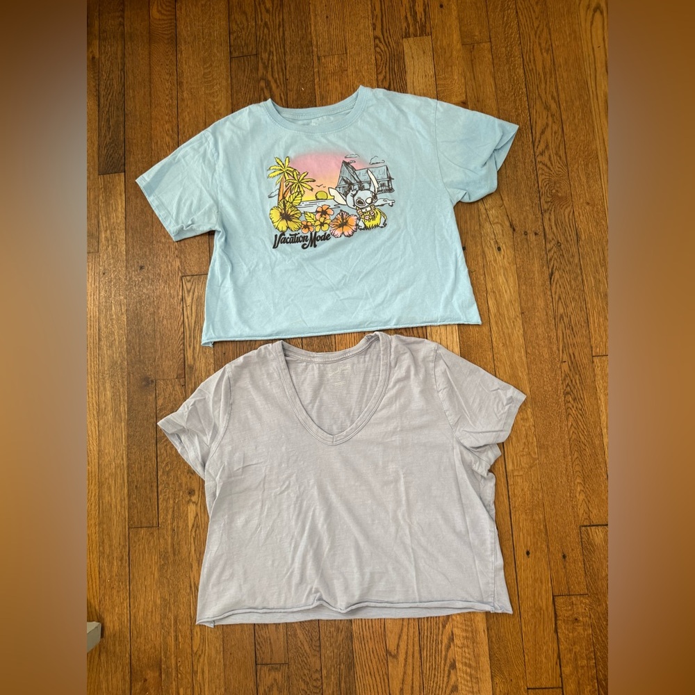 Bundle of Two Women’s Cropped Tees - Light Blue
